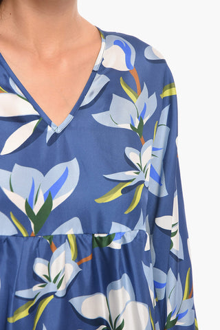 AMELIA Asymmetrical Dress with Floral Print