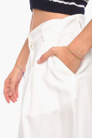 Buttoned Closure Linen BEST Long Skirt with Belt Loops