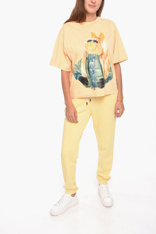 Brushed Cotton Joggers With Embrodered Logo