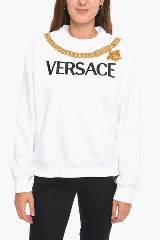 CHAIN Crewneck Sweatshirt with Rhinestone Application