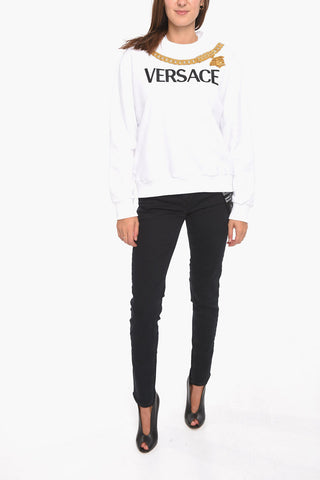CHAIN Crewneck Sweatshirt with Rhinestone Application