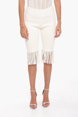 Shorts Biker in Tessuto Testurizzato con Orli Sfrangiati