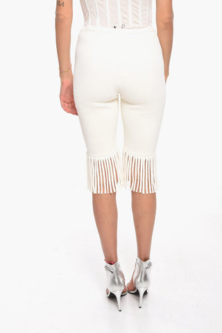 Shorts Biker in Tessuto Testurizzato con Orli Sfrangiati