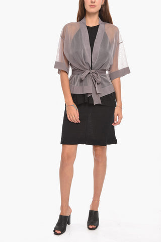 Transparent Cardigan with Removable Belt