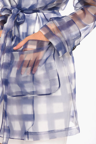 Technical Organza JERI Overcoat with Check Pattern