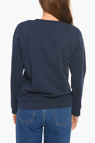 Felpa MARINE in Cotone Garzato con Logo Ricamato