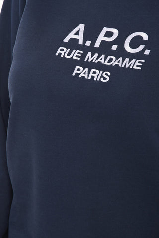 Felpa MARINE in Cotone Garzato con Logo Ricamato