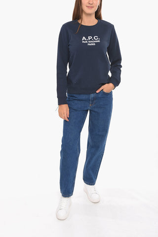 Felpa MARINE in Cotone Garzato con Logo Ricamato