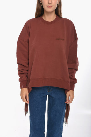 Brushed Cotton Crewneck Sweatshirt MULTICORD with Logo Embroidery