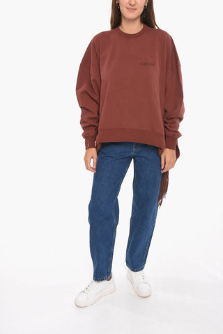 Brushed Cotton Crewneck Sweatshirt MULTICORD with Logo Embroidery