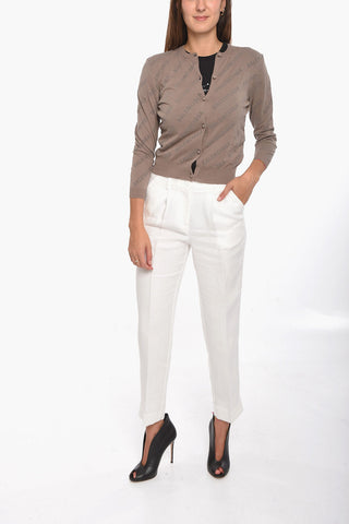 Cardigan Crop con Lettering Ton-sur-ton Allover