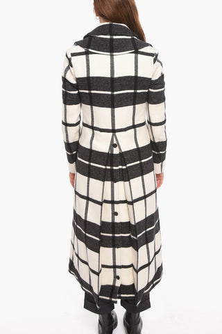 Wool Padded Coat with Check Pattern