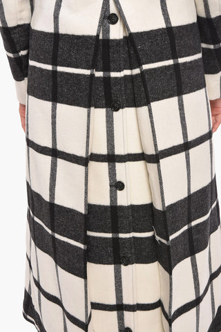 Wool Padded Coat with Check Pattern