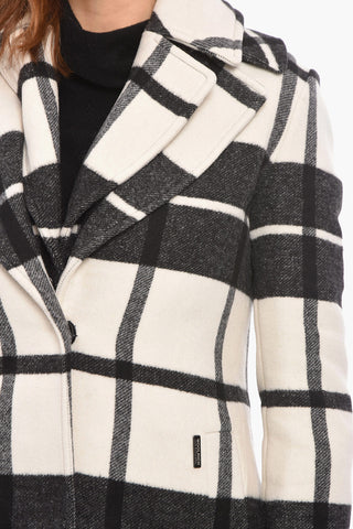 Wool Padded Coat with Check Pattern