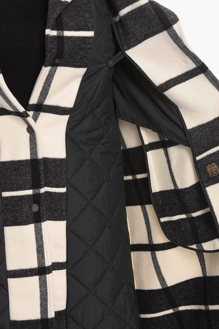 Wool Padded Coat with Check Pattern