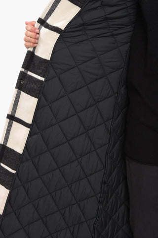 Wool Padded Coat with Check Pattern