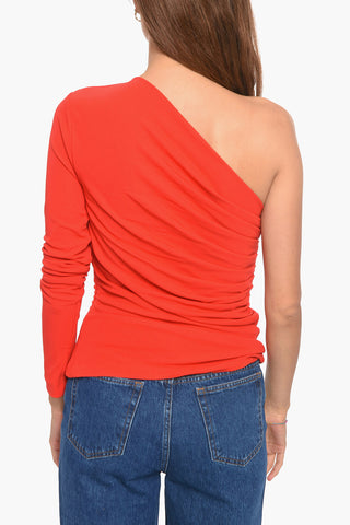 Top in Viscosa Monospalla Effetto Drappeggio