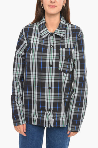 Plaid Check Nylon UNISEX Shirt with Snap Buttons