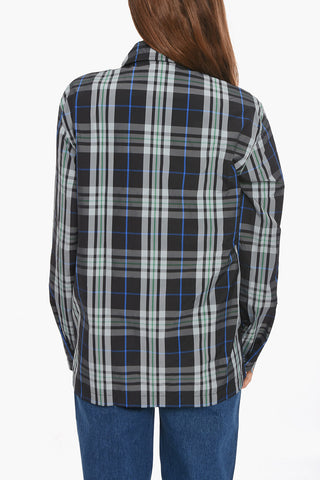 Plaid Check Nylon UNISEX Shirt with Snap Buttons