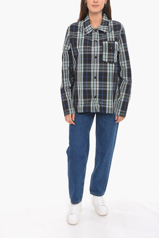 Plaid Check Nylon UNISEX Shirt with Snap Buttons