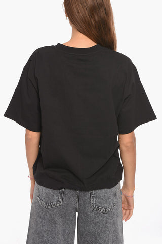 Crewneck Short Sleeved Logo T-shirt With Rhinestones