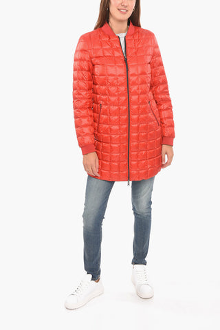 Reversable Long Bomber Jacket with Zip Fastening