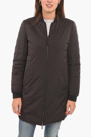 Reversable Long Bomber Jacket with Zip Fastening