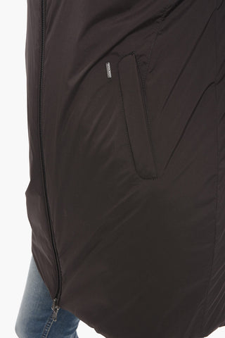Reversable Long Bomber Jacket with Zip Fastening