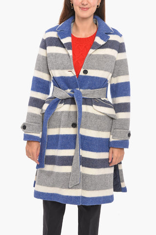 Wool Blend Coat with Striped Pattern