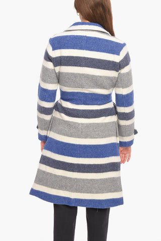 Wool Blend Coat with Striped Pattern