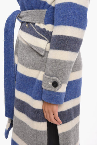 Wool Blend Coat with Striped Pattern
