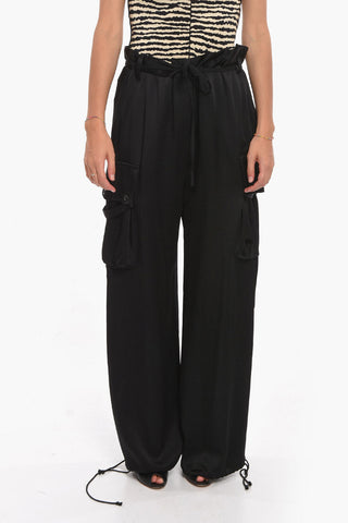 Shiny Fabric Cargo Pants