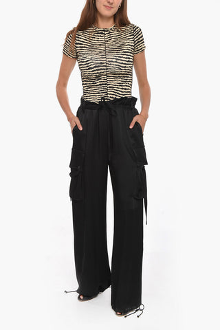 Shiny Fabric Cargo Pants