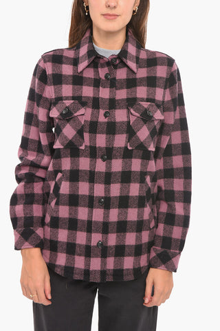 Wool Shirt with Check Pattern and Double Pocket
