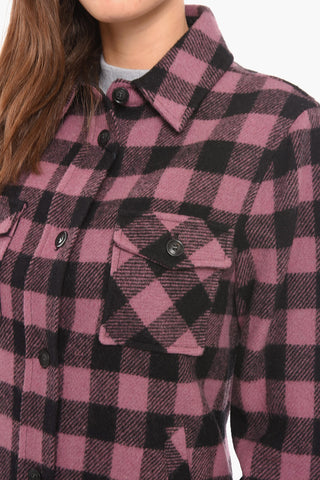 Wool Shirt with Check Pattern and Double Pocket