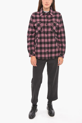 Wool Shirt with Check Pattern and Double Pocket