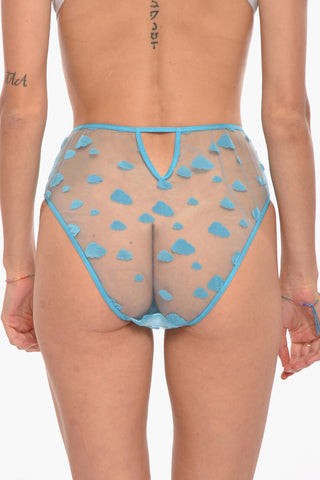 High-Waisted See-Through Briefs with All-Over Cloud Motif and Cut-Out Detail
