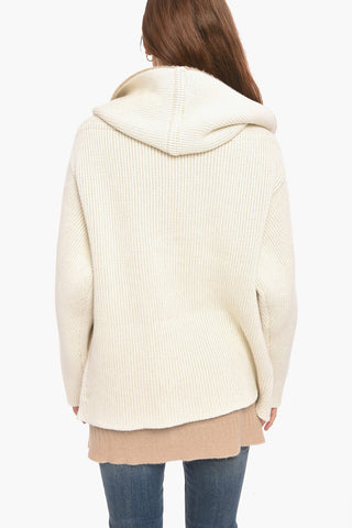 Cardigan Bouclé Hoodie a Spalla Scesa