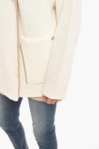 Cardigan Bouclé Hoodie a Spalla Scesa