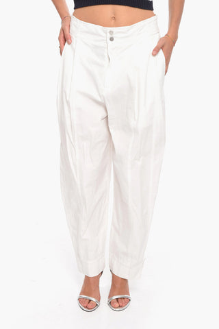 Buttoned Bottom Leg Trousers with Pleats