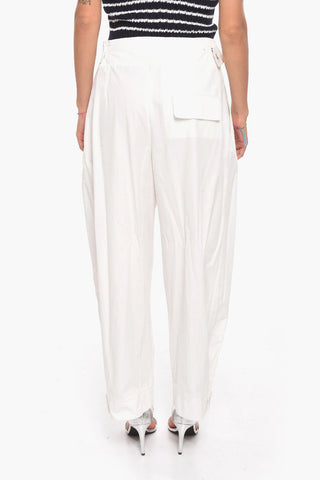 Buttoned Bottom Leg Trousers with Pleats