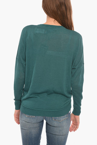 Maglia in Misto Cashmere e Seta a Spalla Scesa