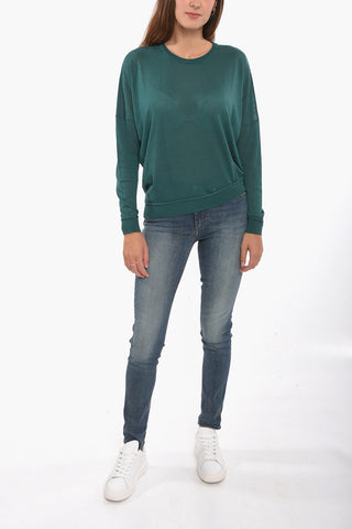 Maglia in Misto Cashmere e Seta a Spalla Scesa