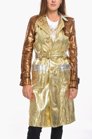 Reticulated Python Leather Trench with Back Vent