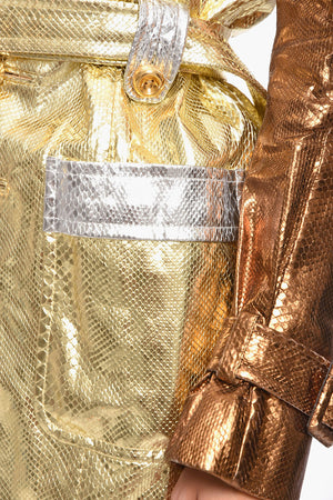 Reticulated Python Leather Trench with Back Vent