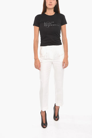 MM1 Crewneck T-shirt with Contrasting Logo Print