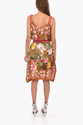 Silk ARIA Dress with Floral Motif and Foulard