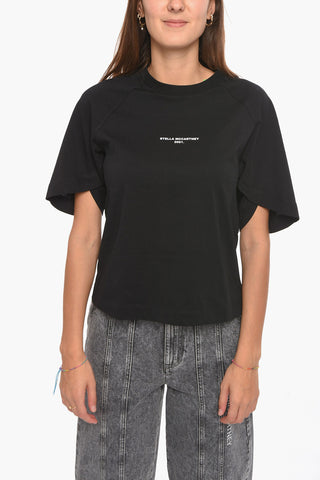 Crewneck T-shirt with Contrasting Logo Print
