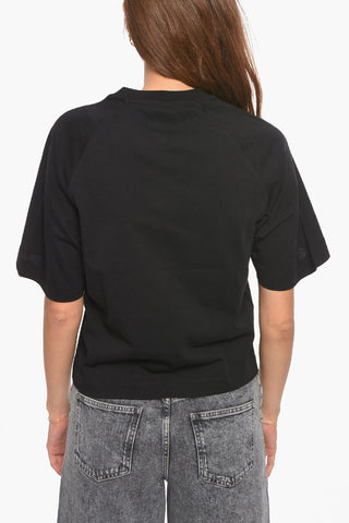 Crewneck T-shirt with Contrasting Logo Print
