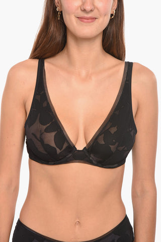 Floral Motif See Through Bra